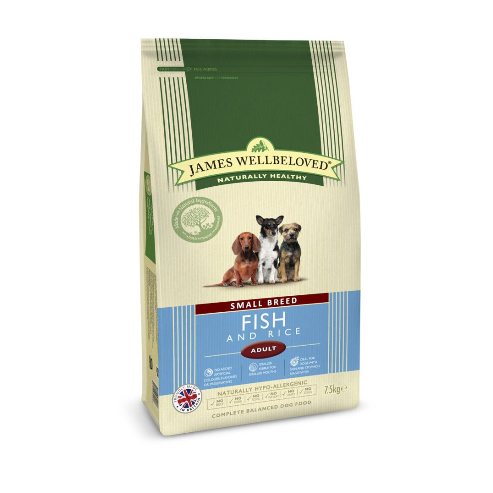 James Wellbeloved Jwb Adult Dog Small Breed Fish & Rice Kibble 7.5Kg