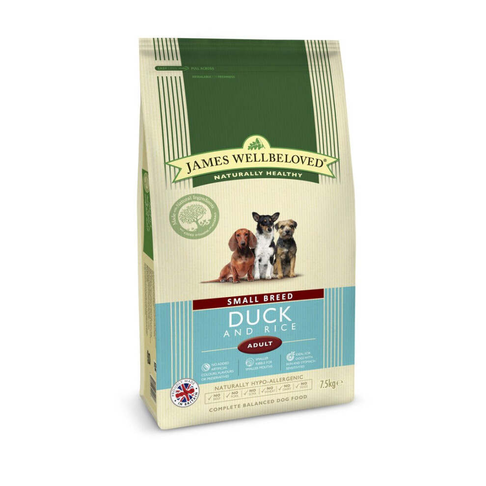 James Wellbeloved Jwb Adult Dog Small Breed Duck & Rice Kibble 7.5Kg
