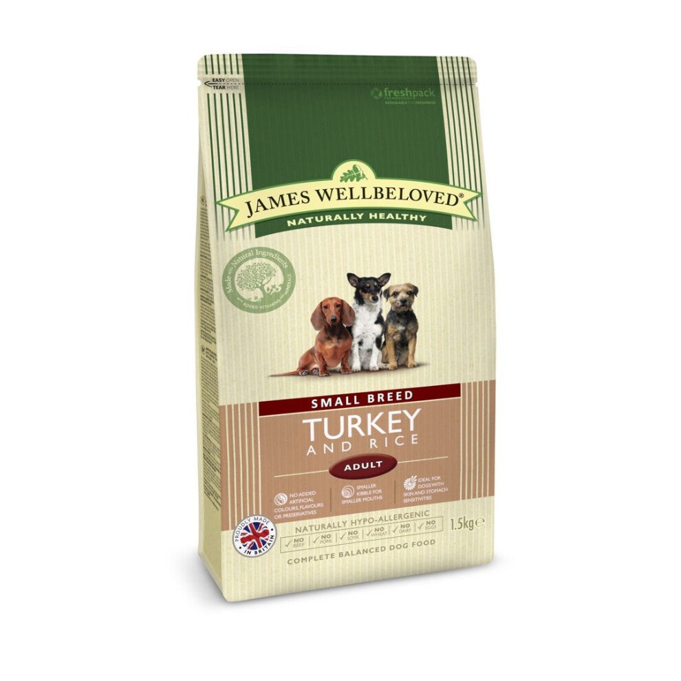 James Wellbeloved Jwb Adult Dog Small Breed Turkey & Rice Kibble 1.5Kg