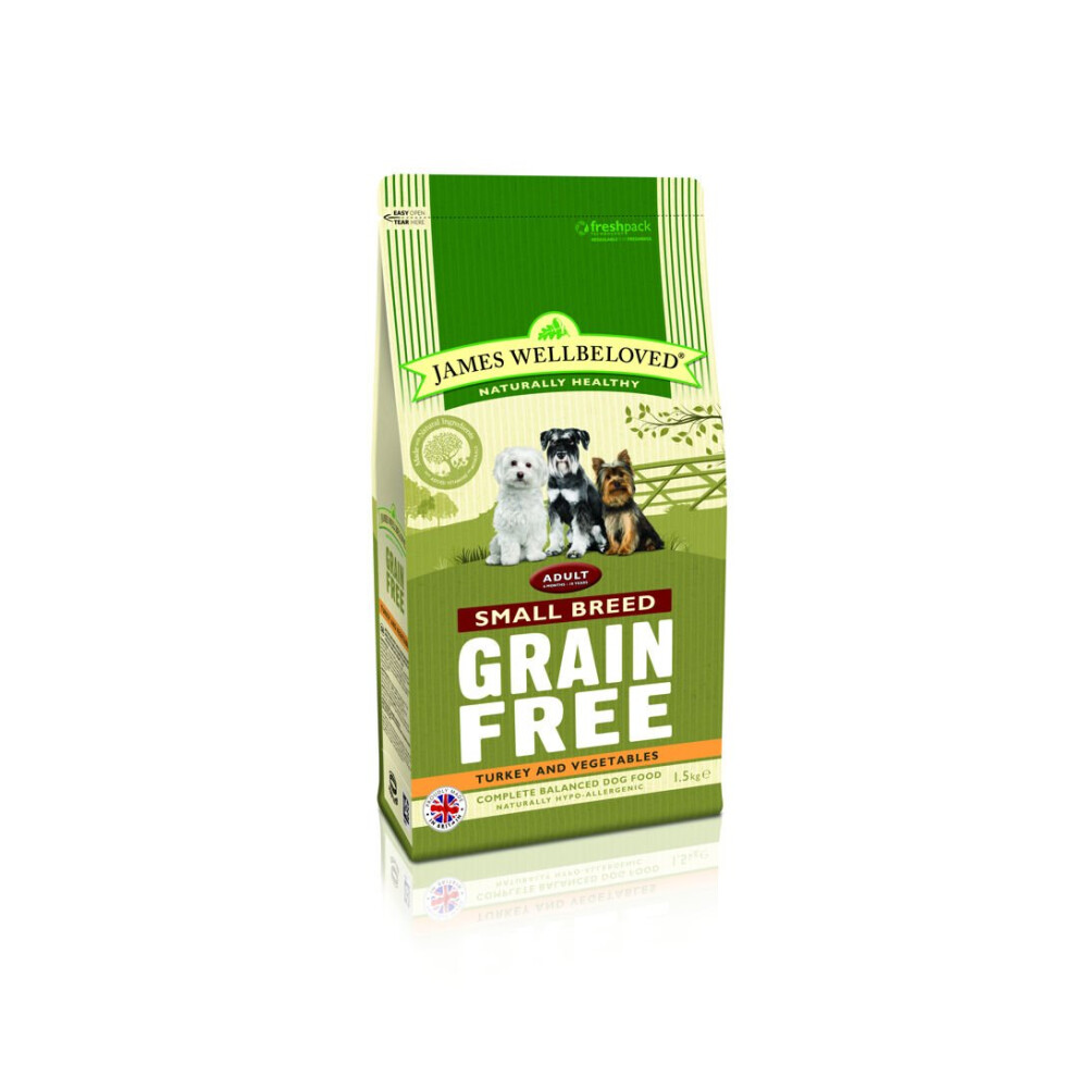James Wellbeloved Jwb Adult Dog Small Breed Free Turkey Kibble 1.5Kg Grain
