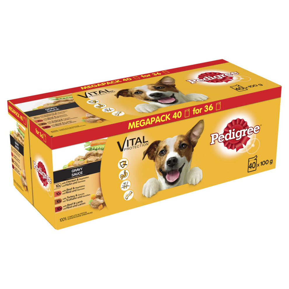 Pedigree Dog Pouches Mixed Selection In Gravy 40 For 36X100g