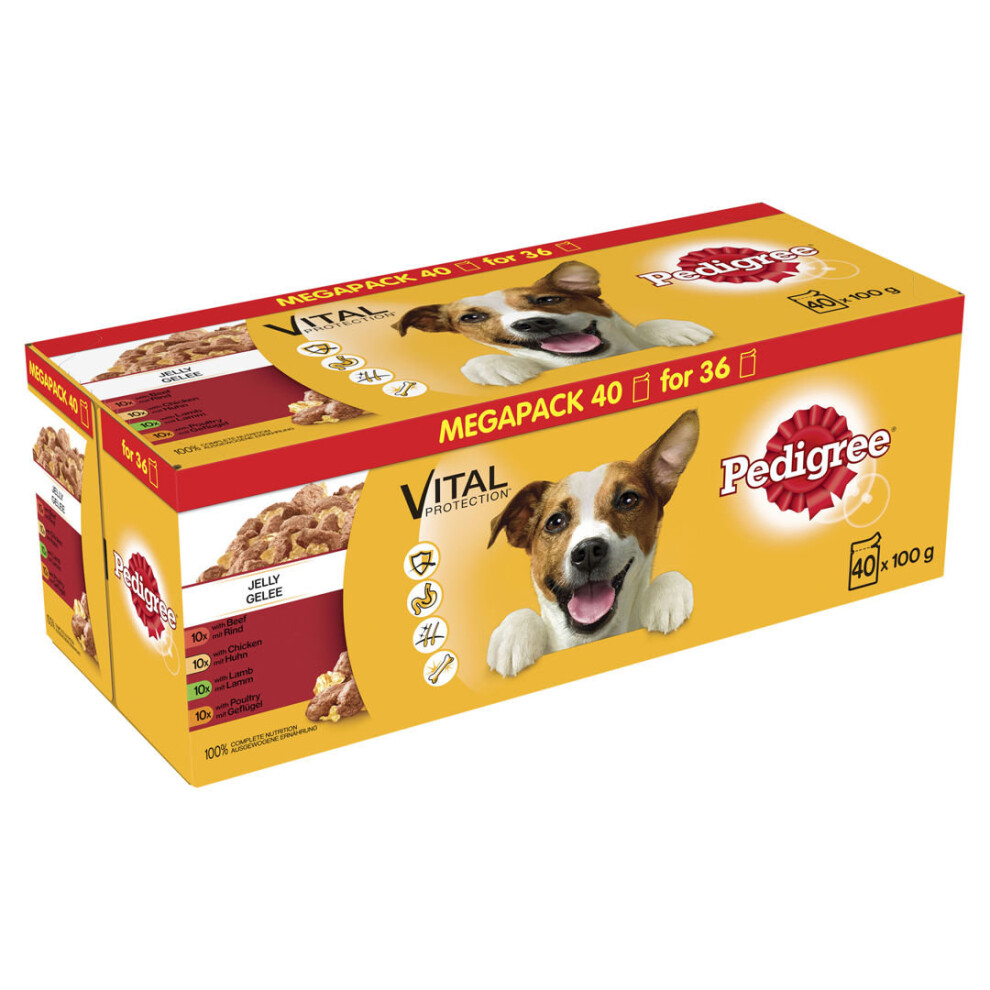 Pedigree Dog Pouches Mixed Selection In Jelly 40 For 36x100g