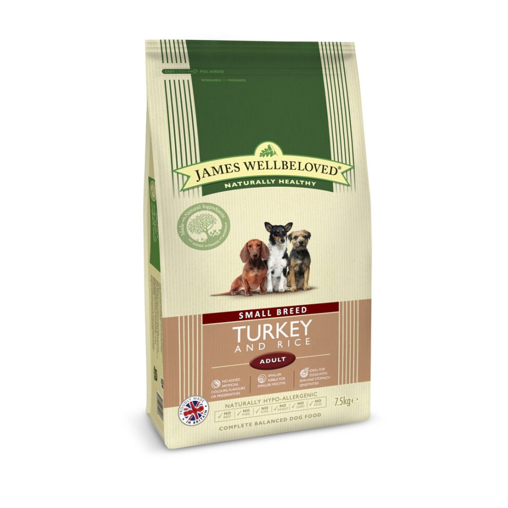 James Wellbeloved Jwb Adult Dog Small Breed Turkey & Rice Kibble 7.5Kg