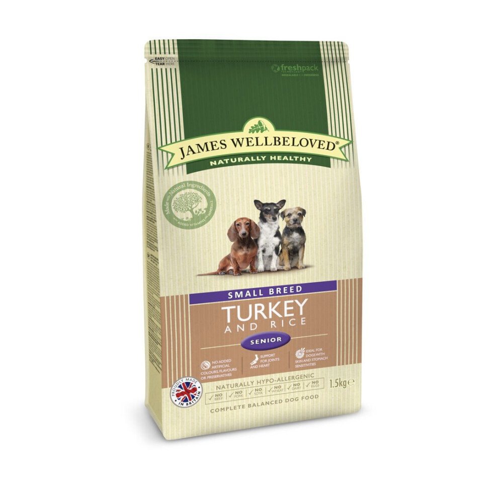 James Wellbeloved Jwb Adult Dog Senior Small Breed Turkey & Rice Kibble 1.5Kg
