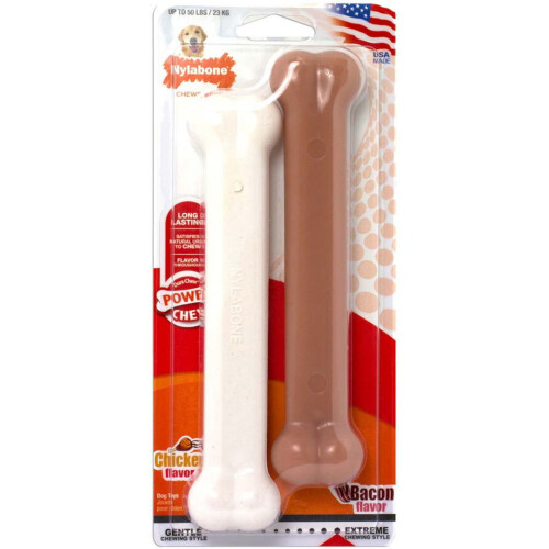 Nylabone Nylabone Power Dura Chew Twin Pack Chicken/bacon Giant