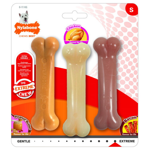 Nylabone Extreme Chew Triple Pack Pb Chicken & Bacon Small
