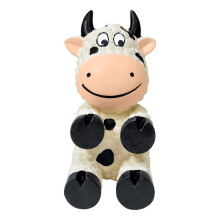 PETTIX Wiggi Cow Dog Toy Small - Multi-Texture Chew with Big Squeak - Durable Cow Plush for Dogs - TLB31E