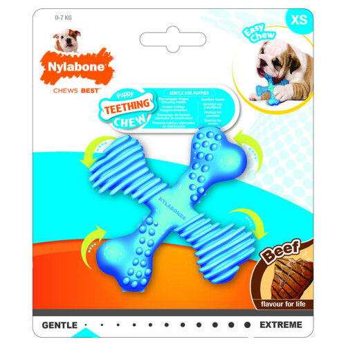 Nylabone Nylabone Puppy Teething Chew Textured Crossbone Beef Xsmall