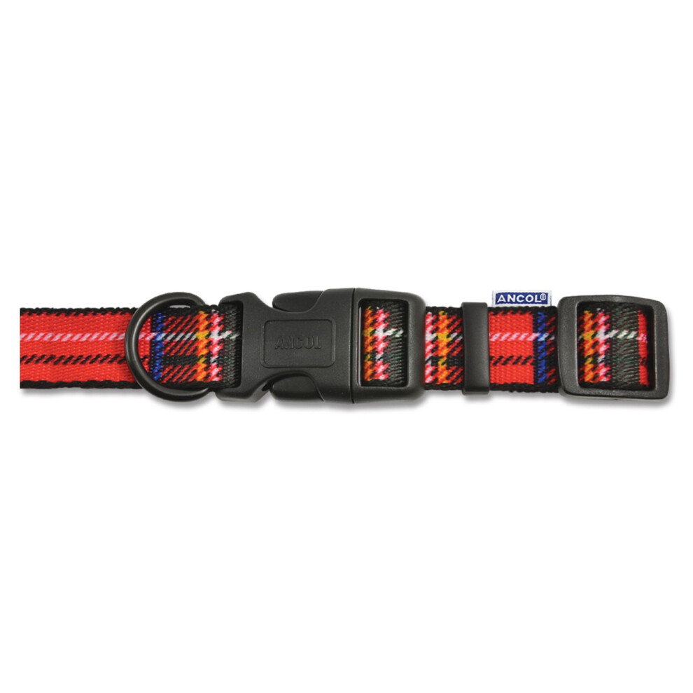 Indulgence Nylon Adjustable Collar Tartan Red 30-50cm Sz 2-5