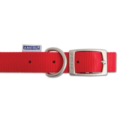 Ancol Heritage Nylon Collar Red 15mm X28-36cm Sz3
