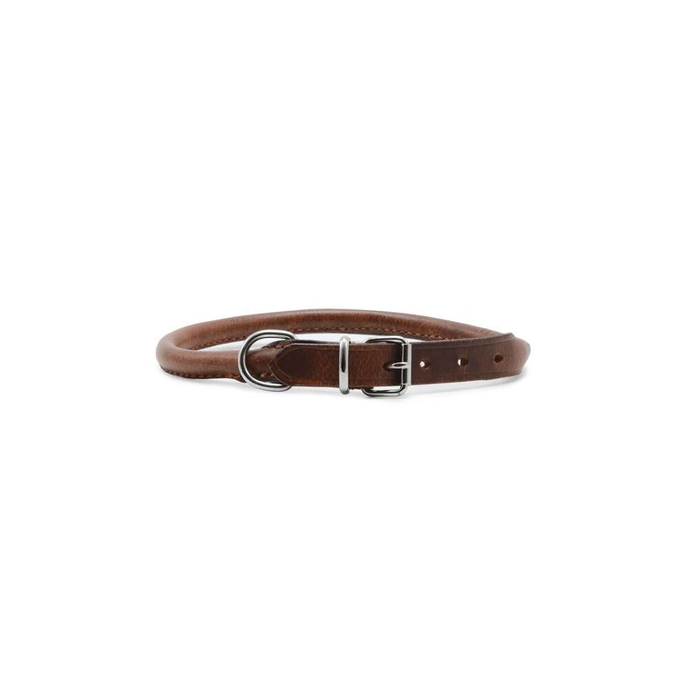 Ancol Heritage Leather Round Sewn Collar Chestnut 39-48Cm Sz 5 Brown