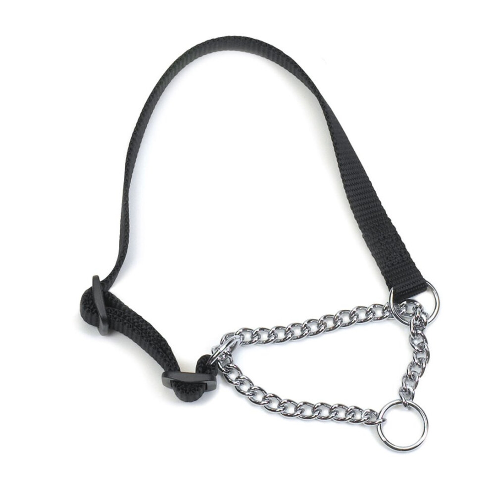 Heritage Nylon & Chain Check Collar Black 10mmx25-35cm Sz1-2