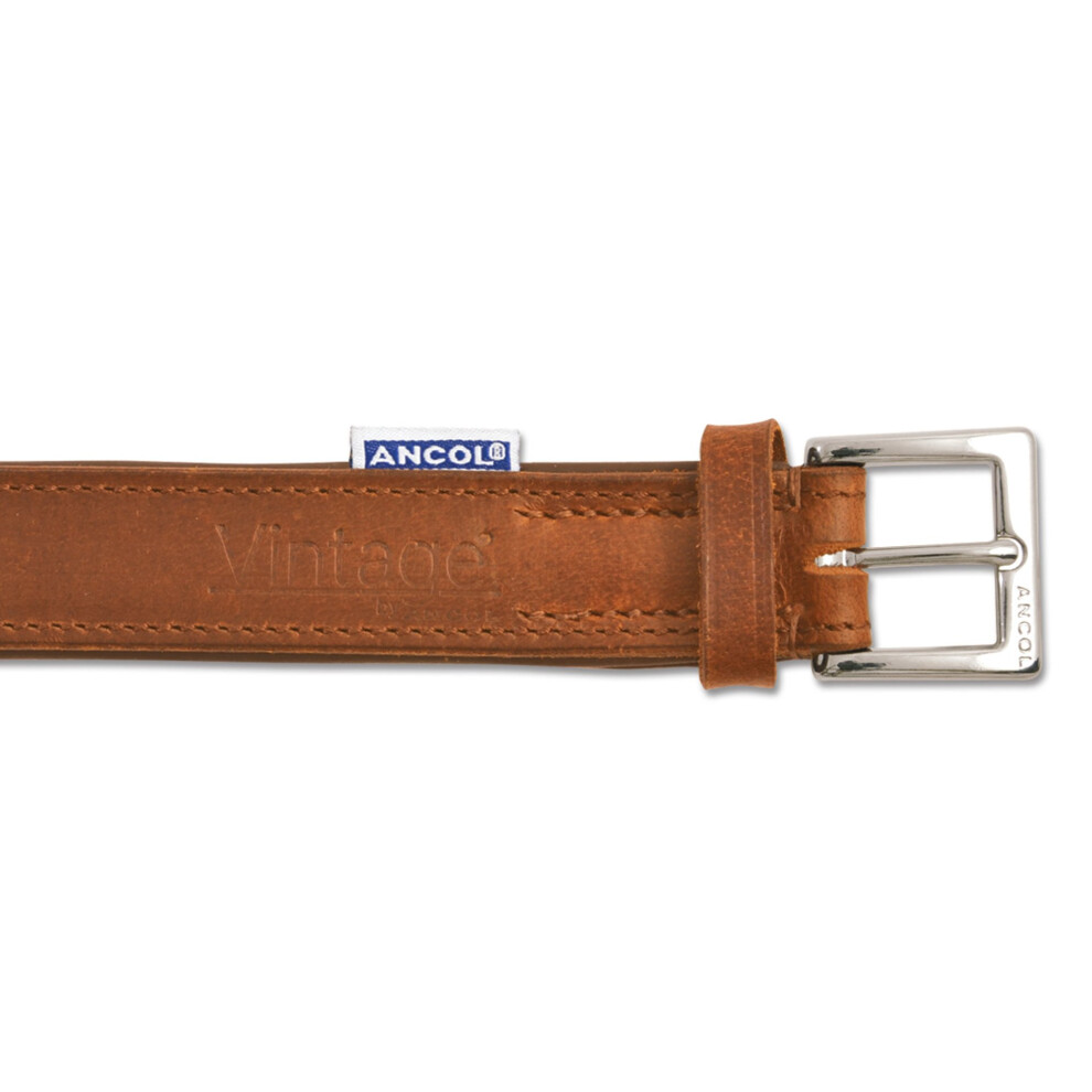 Ancol Heritage Vintage Leather Padded Collar Chestnut 35-43Cm Sz 4 Brown