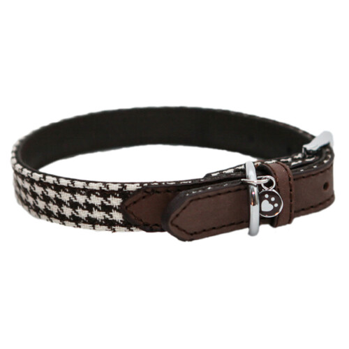 Wag N Walk Designer Collar Houndstooth Brown 12-16''
