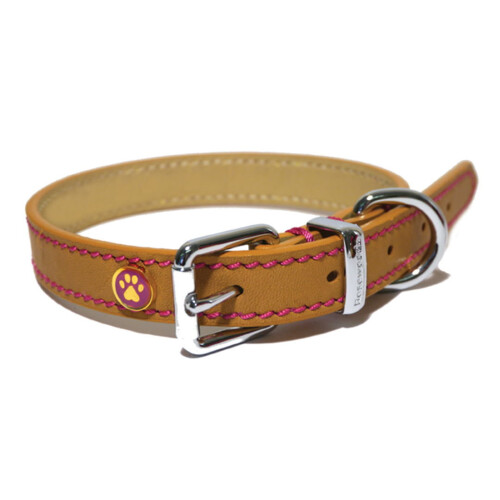 Rosewood Luxury Leather Collar Tan 3/4'' X 14-18''
