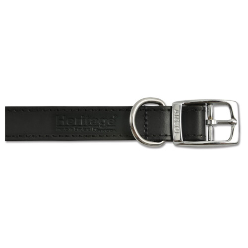 Ancol Heritage Leather Collar Black 25mm X45-54cm Sz 6