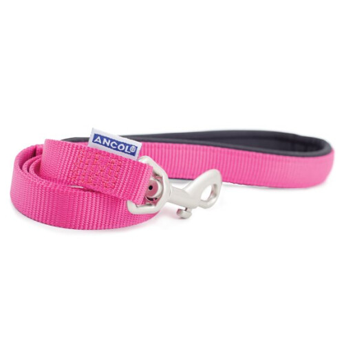 Ancol Heritage Nylon Padded Lead Raspberry 12mm X1m