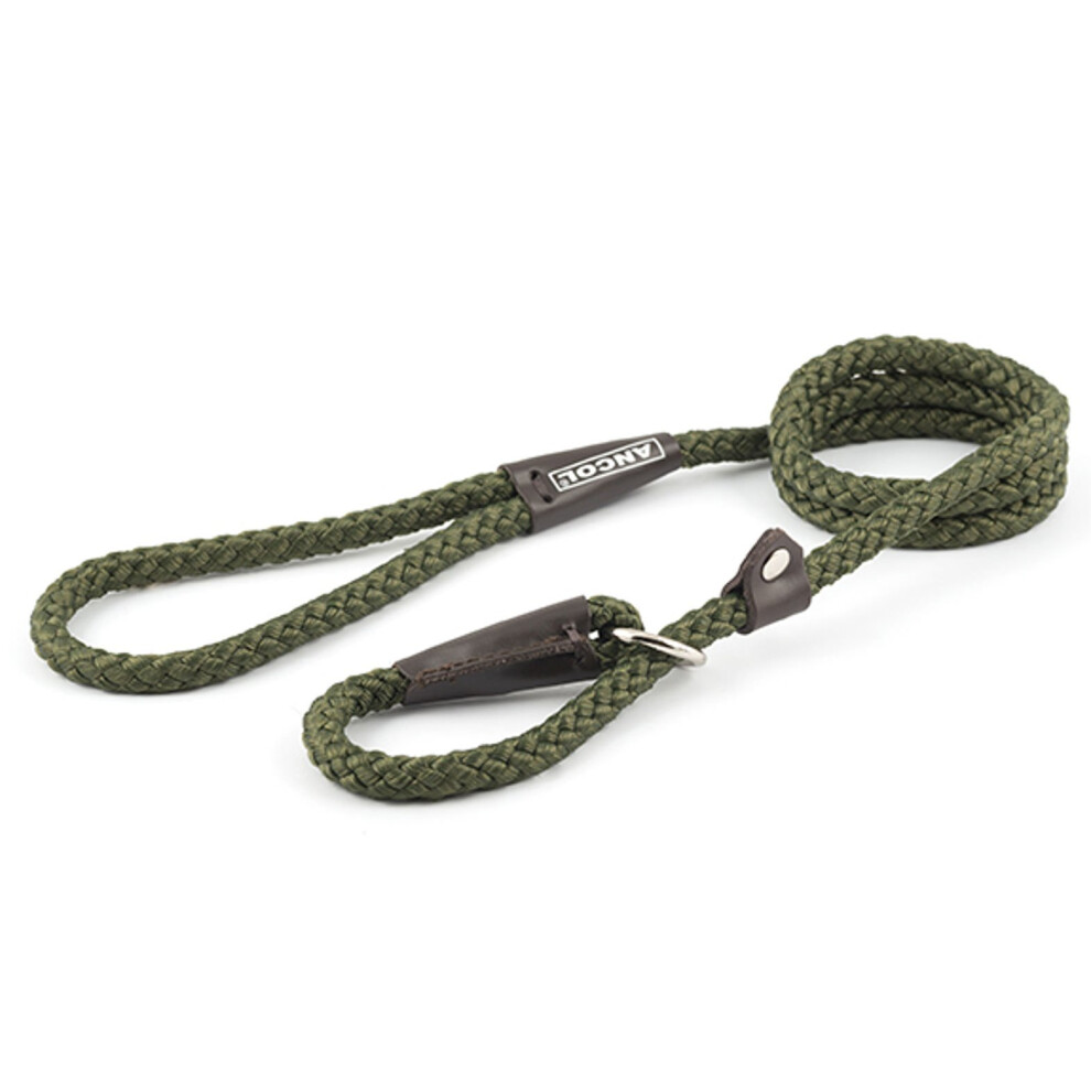 Ancol Heritage Nylon Rope Slip Lead 8Mm X1.5m Green