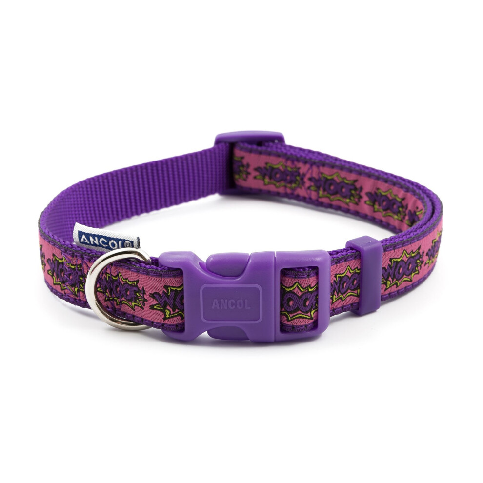 Indulgence Nylon Adjustable Collar Pink Woof 30-50cm Sz 2-5