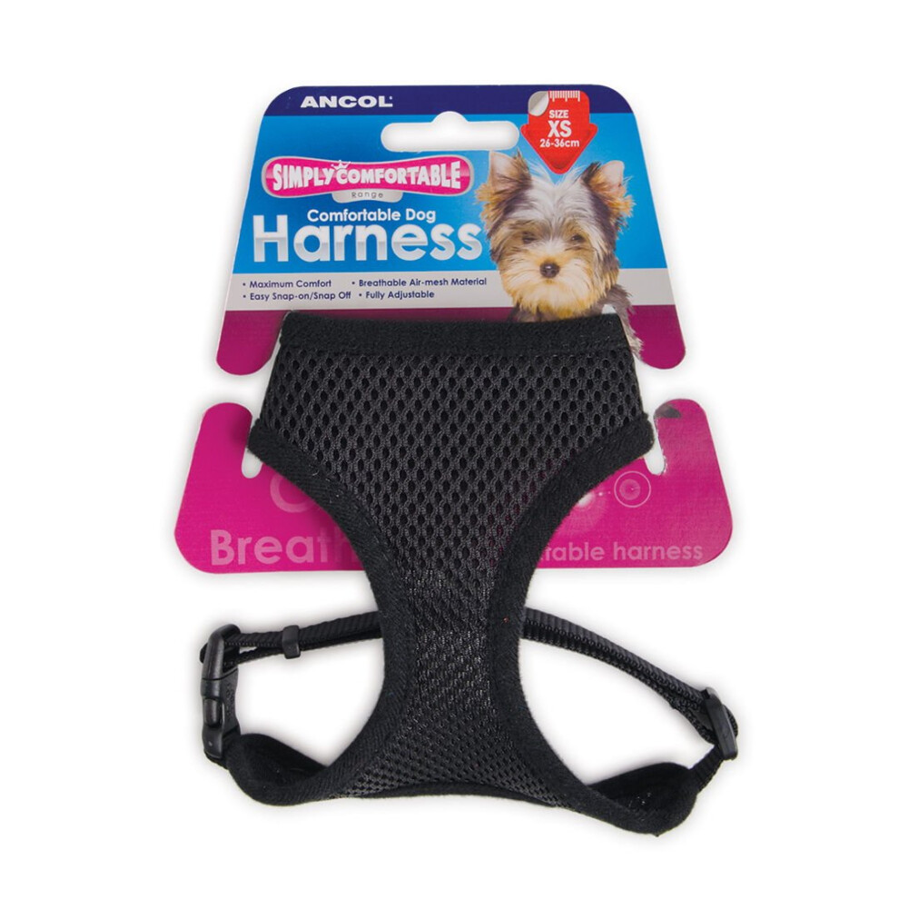 Comfort Mesh Dog Harness Black Extra Small 28-40cm
