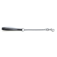 Heritage Chain Lead With Leather Handle Heavy Black 90cm