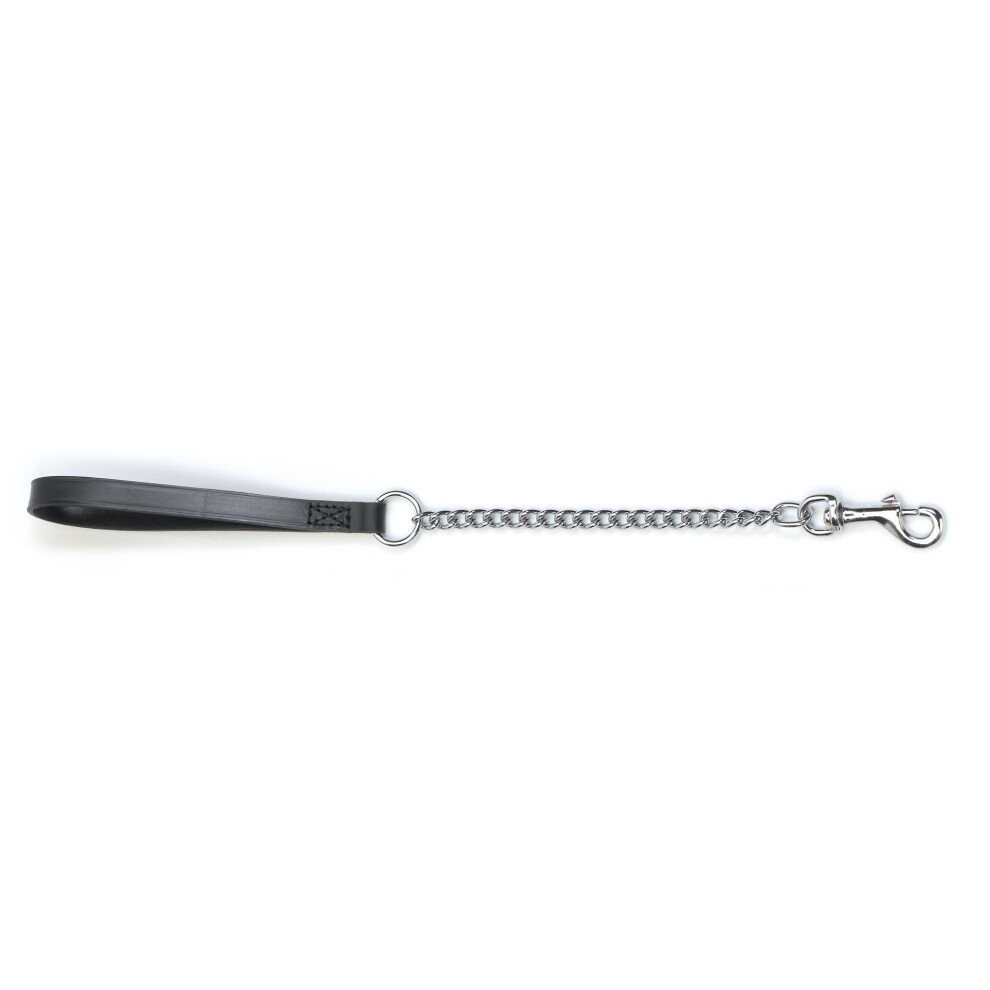 Ancol Heritage Chain Lead With Leather Handle Heavy 90Cm Black