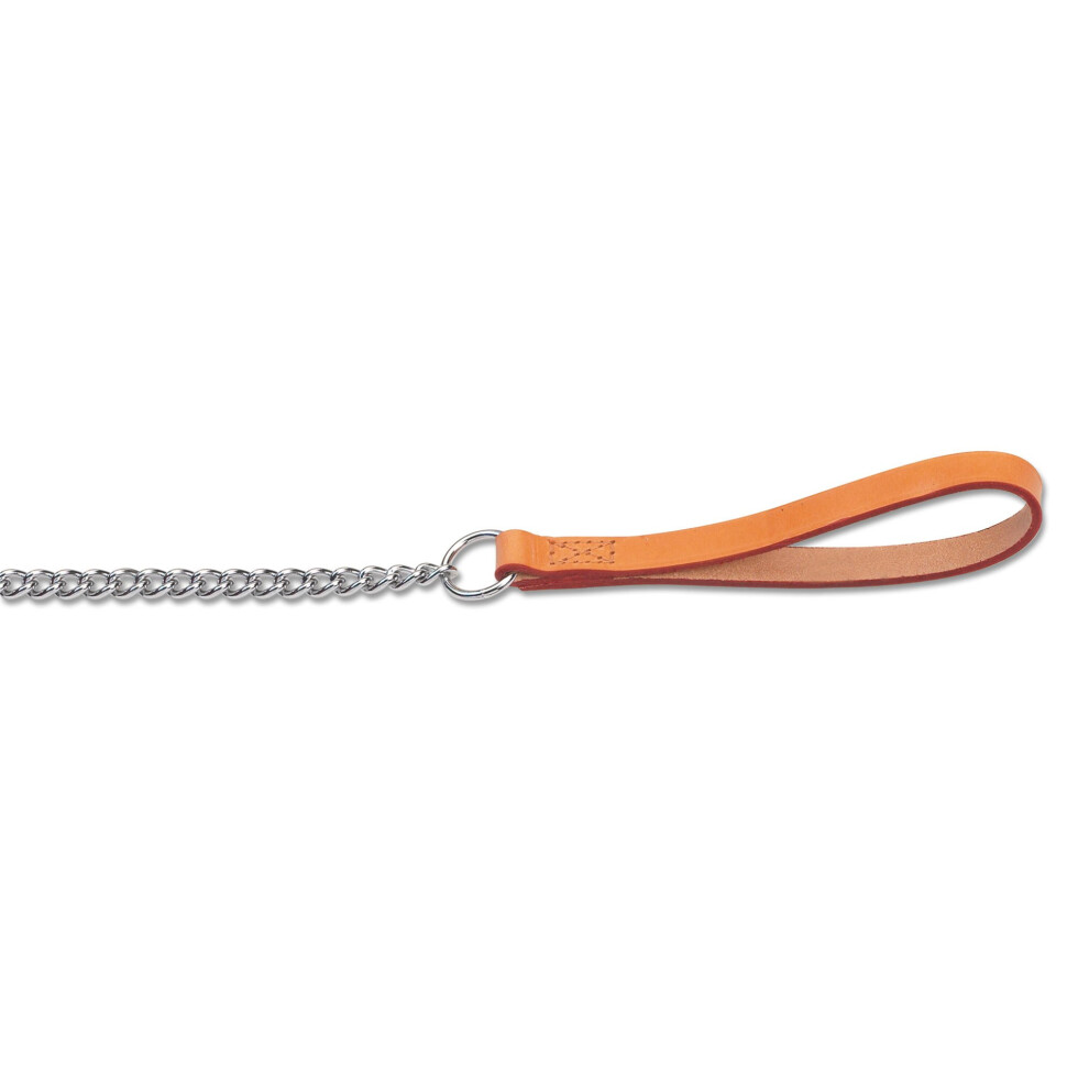 Ancol Heritage Chain Lead With Leather Handle Heavy Tan 80Cm
