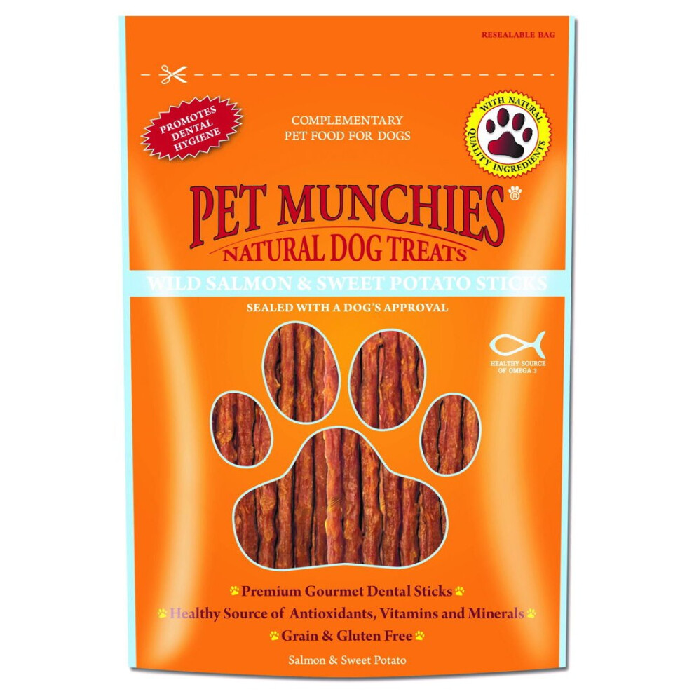 Pet Munchies Wild Salmon And Sweet Potato Dental Stick 90g (Pack Of 8)