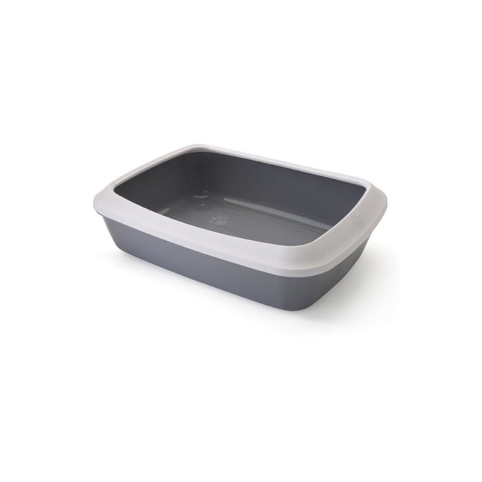 Savic Iriz Cat Litter Tray With Rim Cool 50X37x14cm (Pack Of 6) Grey