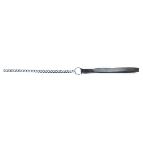Ancol Heritage Chain Lead With Leather Handle Medium Black 80cm