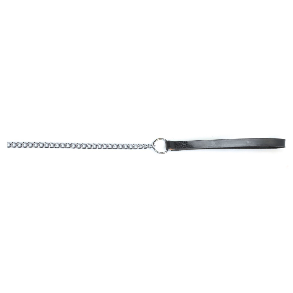 Ancol Heritage Chain Lead With Leather Handle Medium 80Cm Black