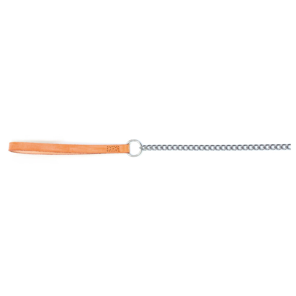 Ancol Heritage Chain Lead With Leather Handle Medium Tan 80Cm