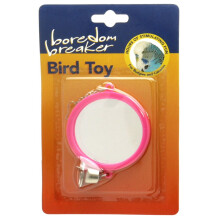 Boredom Breaker Budgie & Canary Round Mirror W/bell 3'' (Pack of 6)