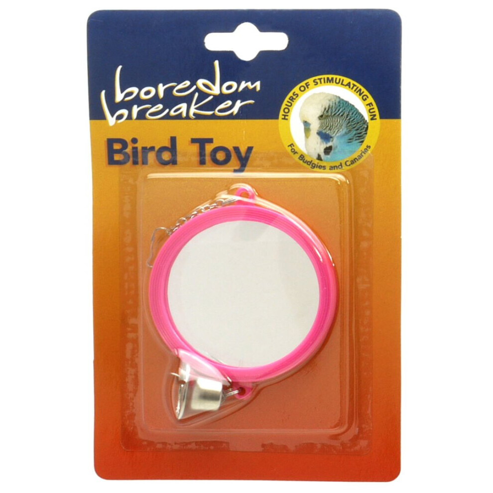 Boredom Breaker Budgie & Canary Round Mirror W/bell 3'' (Pack of 6)