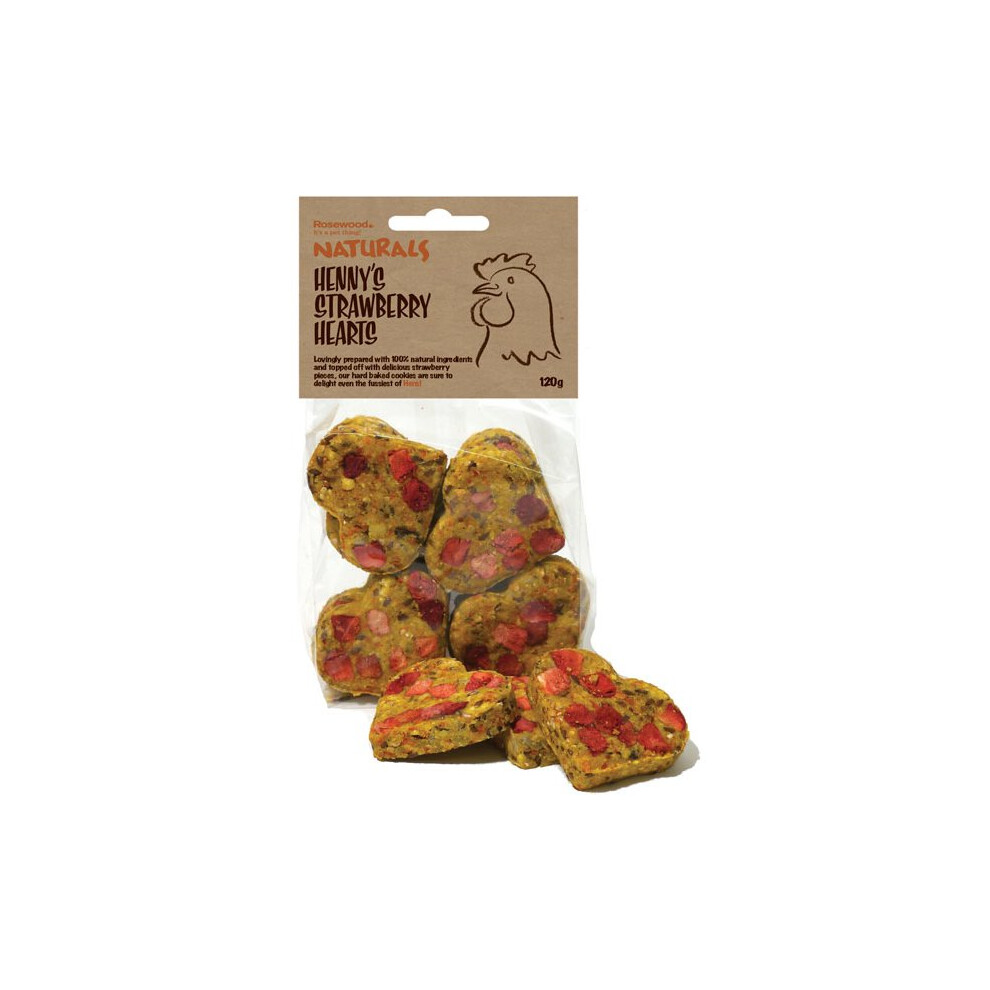 Henry's Naturals Chicken Treats Strawberry Hearts 120g (Pack of 8)