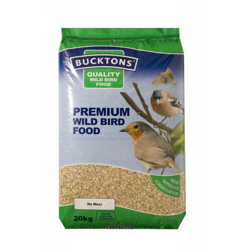 Bucktons Wildbird Premium 20kg No Mess - Ideal for Hanging Feeders & Bird Tables (100968)