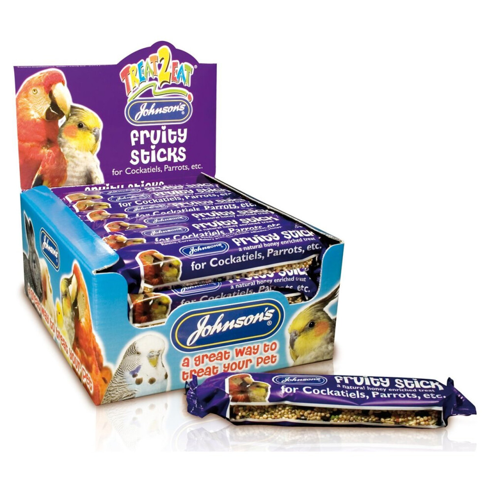 Johnson's Veterinary Jvp Treat2eat Cockatiel/Parrot Fruity Stick 45G (Pack Of 28)