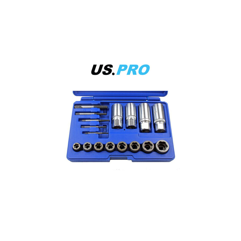 US PRO 17pc Screw, Bolt, Stud & Nut Extractor MIXED Set 2649