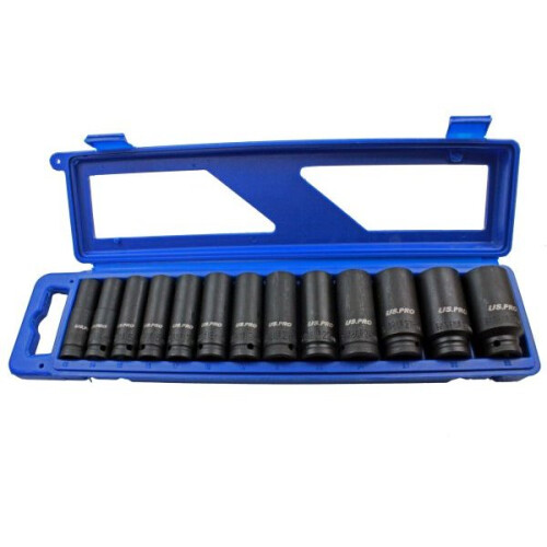 us pro US PRO 13pc 1/2 Dr 12pt Deep Impact Sockets Metric 13 - 32mm 1683 1