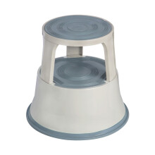 (Grey) 2 Tier Step Stool Robust Steel Non-slip Rubber Top