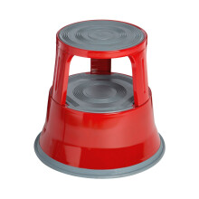 (Red) 2 Tier Step Stool Robust Steel Non-slip Rubber Top