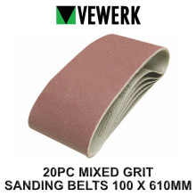 VEWERK 20 Mixed Grit Sanding Belts 610mm x 100mm 60 80 100 120 Grit