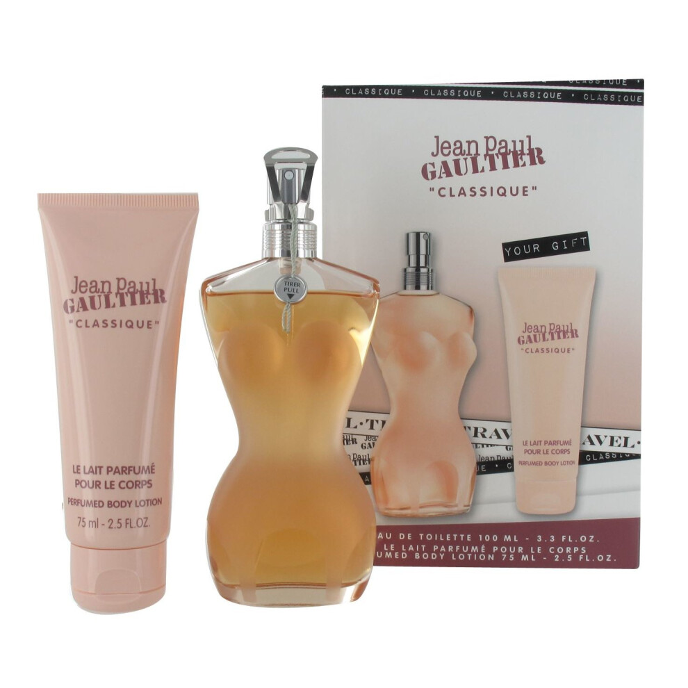 Jean Paul Gaultier Classique 100ml Eau de Toilette and 75ml Body Lotion Gift Set for Women