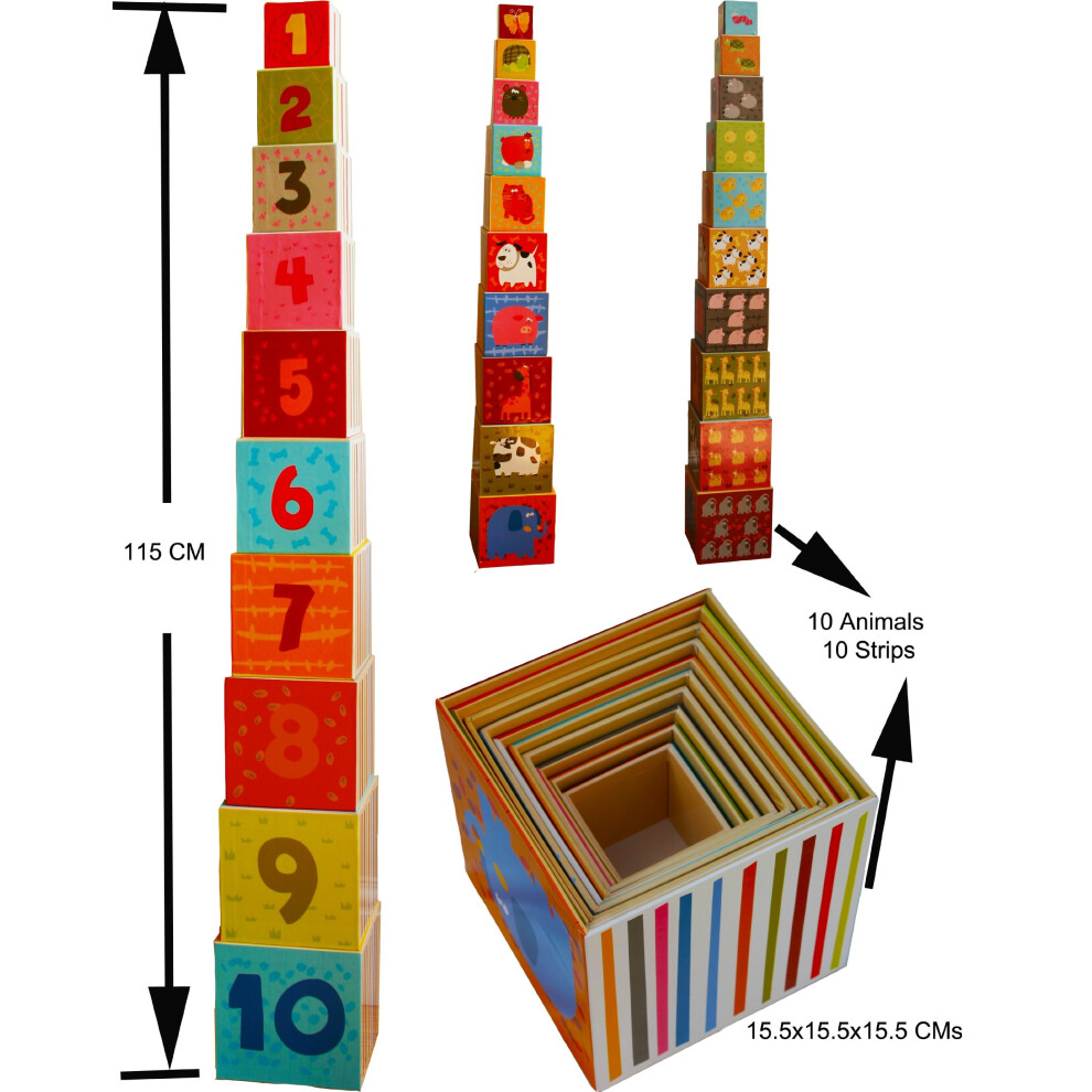 Toys of Wood Oxford Stacking Boxes Cubes/ Number, Alphabet Blocks Stacking Cups