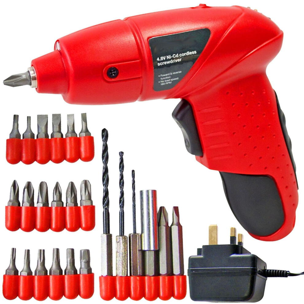 SPARES2GO Mini Cordless Rechargeable Electric Screwdriver Bit Set + Drill