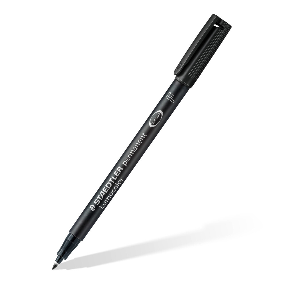 Staedtler Lumocolor Permanent Pen 318-9 Fine 0.6mm Line - Black ( Box of 10 )