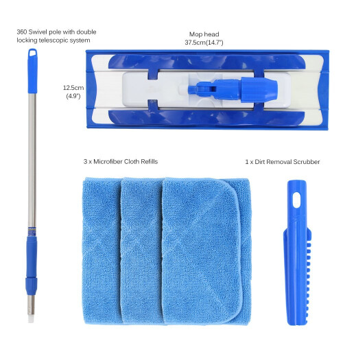 MR. SIGA Professional Microfiber Mop (Included 3 Microfiber Cloth Refills 1