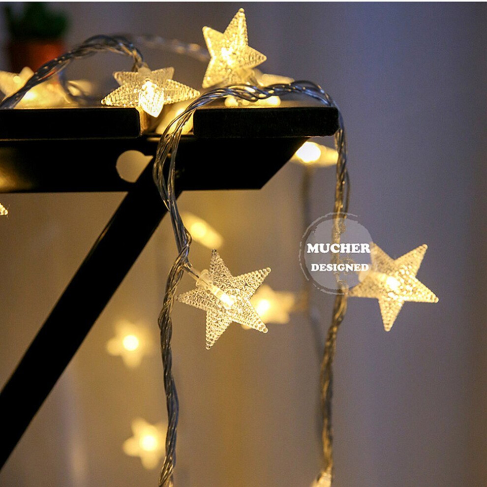 MUCHER String Star Fairy Lights with 6M 40 LED Decorative Lighting (Warm White)