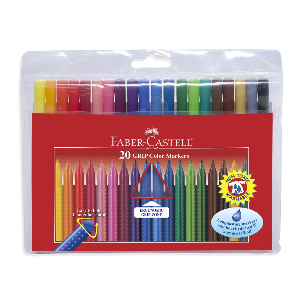 Faber-Castell Wallet of 20 GRIP Colour Markers