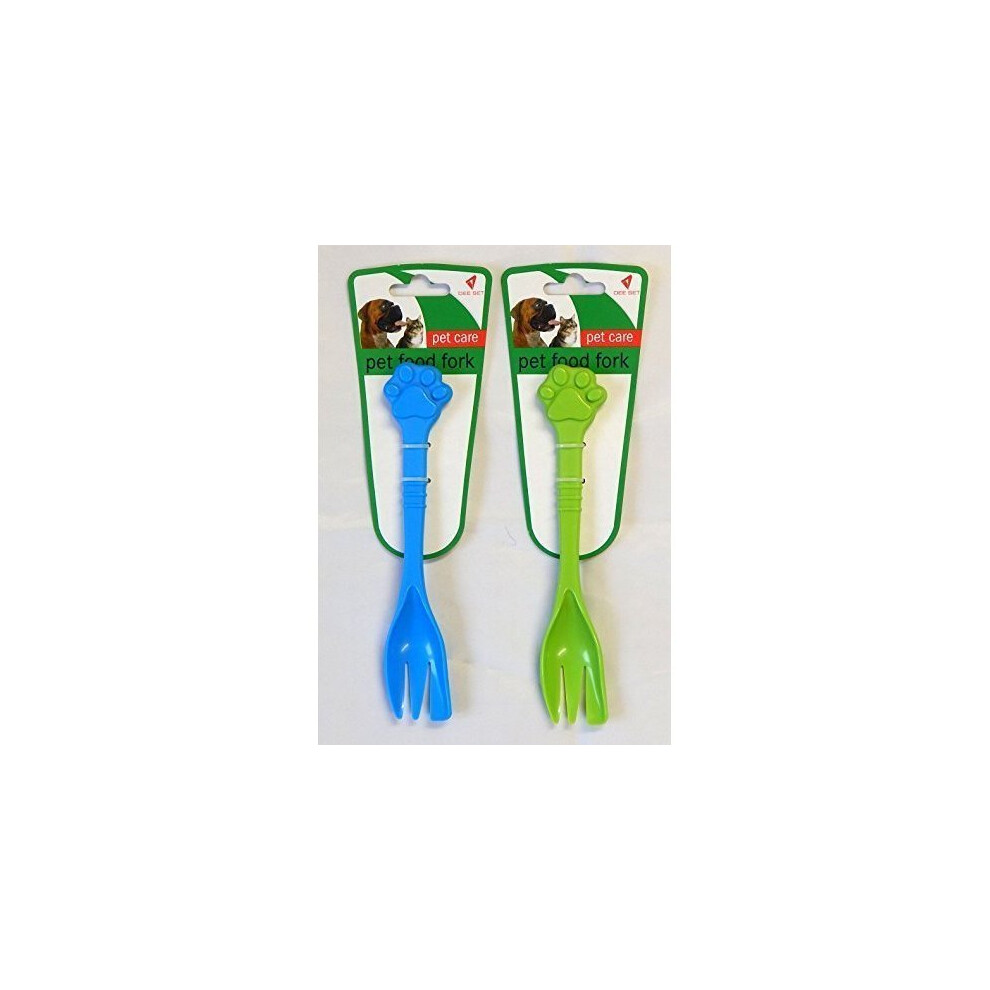 1 x Pet Dog Cat Food Fork Feeding Scooping Tin Meat Kitten Puppy Green Or Blue